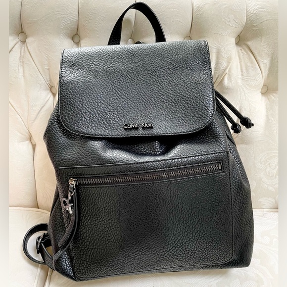 Calvin Klein Handbags - Calvin Klein Black Leather Backpack